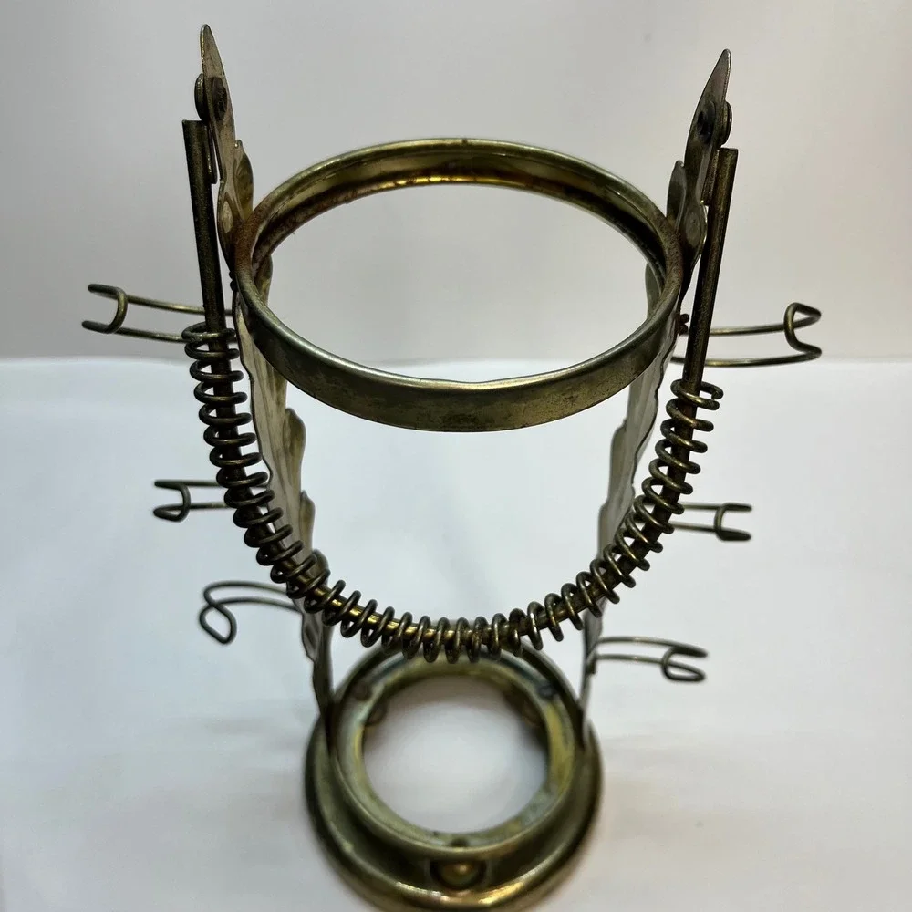 Vintage Decanter Set glenshaw‎ Gold Leaf Glass 6 Shot Glasses Brass Caddy mcm